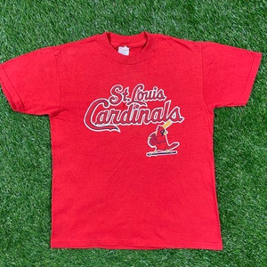 Vintage St Louis Cardinals T Shirt Tee MLB Baseball Missouri Logo 7 Maat Small Made USA 80s Kaarten Rood mooie jaren 1980 S