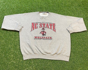 Felpa girocollo vintage NC State University WolfPack Made in USA Taglia XXL 2XL NCAA College Basketball North Carolina Pull Oversized