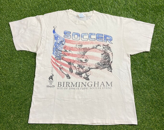 Vintage Atlanta 1996 Olympics T Shirt Tee Made Usa Size Xtra Large XL USA Soccer Classic Sports Mesi MLS Futbol 1990s 90s