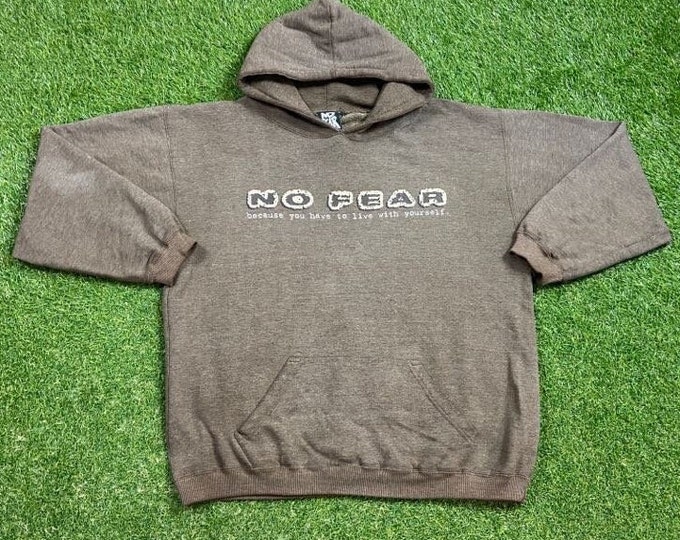 Vintage No Fear Hoodie Sweatshirt Size Large L Classic Street Wear Quality 1990s Tags