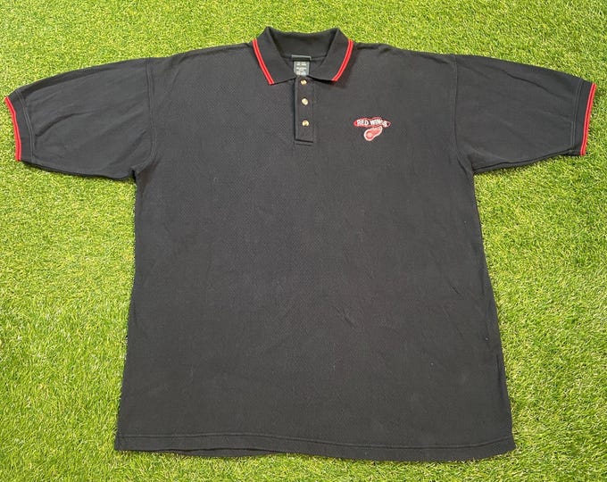 Vintage Detroit Red Wings Polo Shirt Pro Edge Size Xtra Large XL NHL Hockey Michigan 1990s 90s