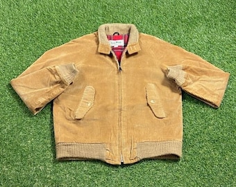 Vintage L.L. Bean Winter Corduroy Athletic Jacket Made USA Size Small Warm Zipper Jacket Hiking Coat 1990s 90s
