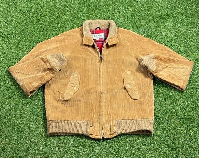 Vintage L.L. Bean Winter Corduroy Athletic Jacket Made USA Size Small Warm Zipper Jacket Hiking Coat 1990s 90s