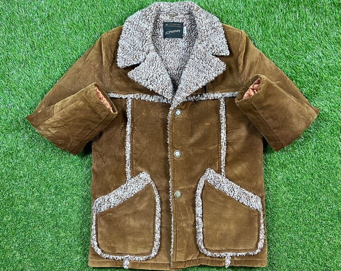 Vintage Brown Jacket JC Penney Size 40 Medium Authentic 1970s 70s  80s Duster Western Overcoat Retro