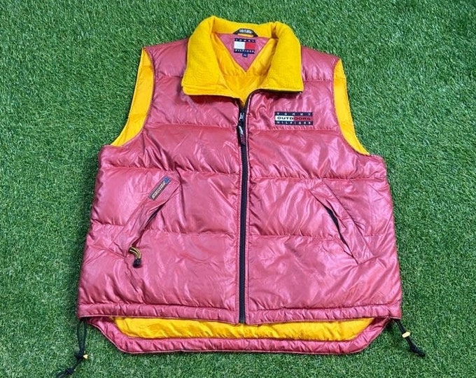 Vintage Tommy Hilfiger Jacket Vest Size Large L American Apparel Quality TH Winter Coat 1990s 90s