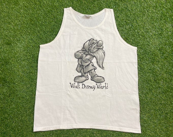 Vintage Seven Dwarfs Snow White Tank Top Shirt Made USA Size Large L Walt Disney World WDW Magic Kingdom Mickey Mouse Disneyland Grumpy