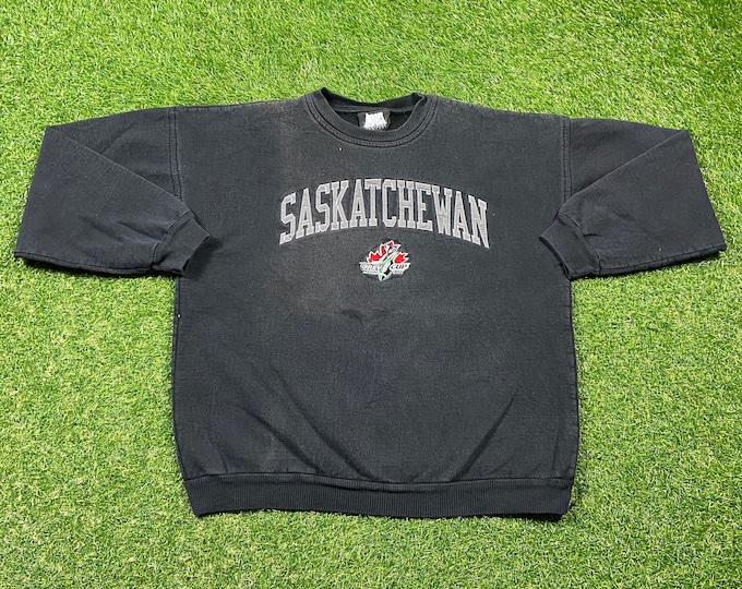 Vintage Saskatchewan Roughriders Crewneck Sweatshirt Impact Clothing Size Large L CFL Football Regina Canada Pull Over Oversized