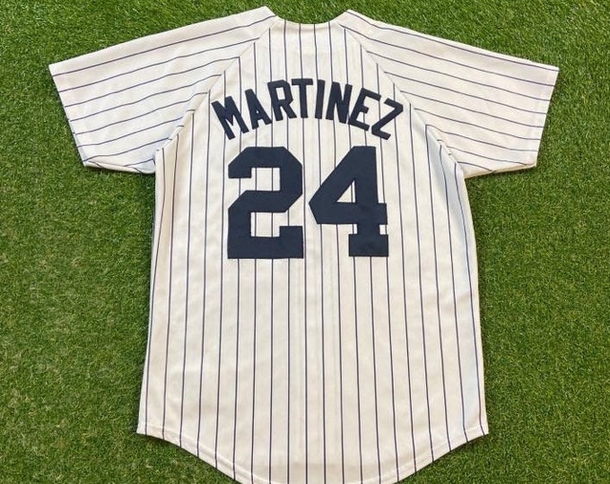 Vintage New York Yankees Tino Martinez Pin Stripes Baseball Jersey Majestic Size Large L MLB Baseball American League Bronx 1990s Original