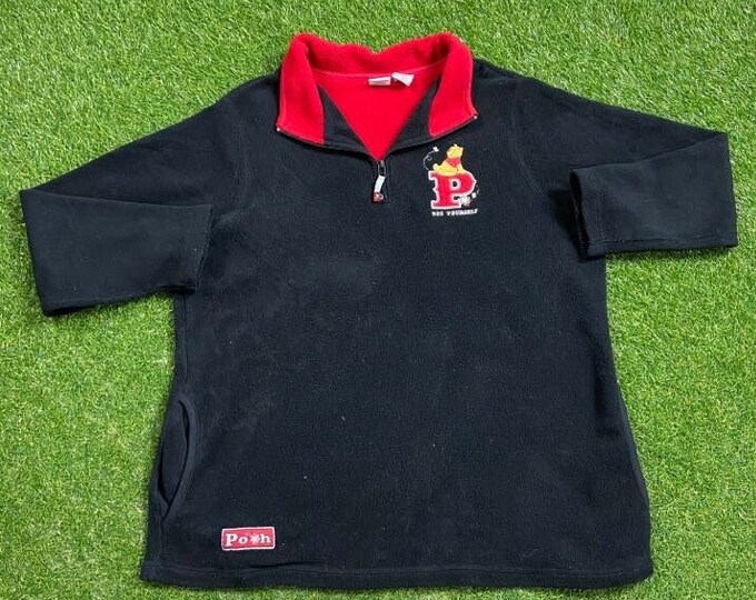 Vintage Winnie the Pooh Bear Fleece Sweater Size XXL 2XL Walt Disney World Magic Kingdom Wdw Disneyland Piglet 1990s 90s