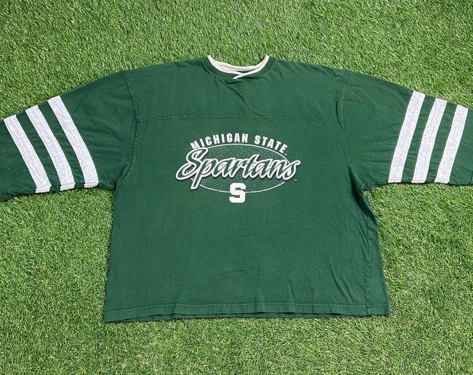 Vintage University of Michigan State Spartans T Shirt Tee Pro Edge Size Xtra Large XL NCAA College Football Detroit MSU 1990s 90s