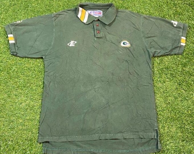 Vintage Green Bay Packers Polo Shirt Logo Athletic Size Medium M NFL Football Wisconsin Pack Favre Cheese Head 1990s 90s