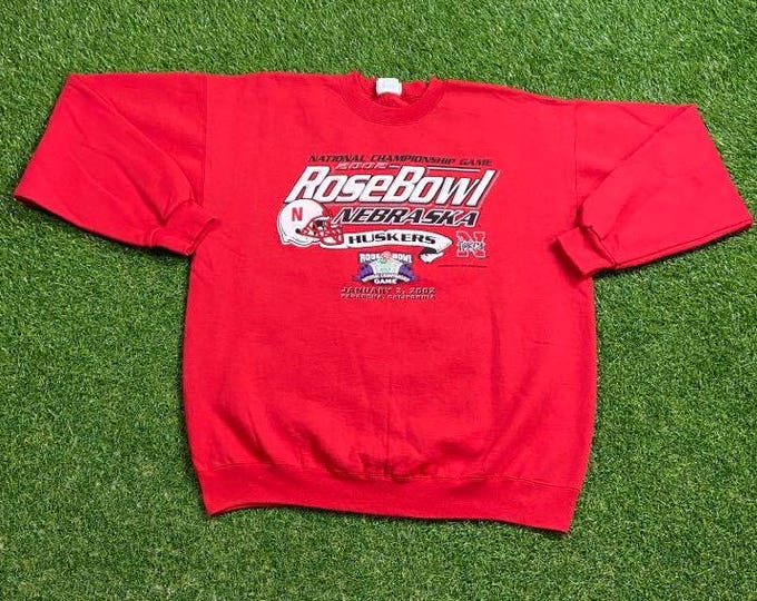 Vintage University of Nebraska Cornhuskers Crewneck Sweatshirt Size Large L NCAA College Football Pull Over Oversized 00s