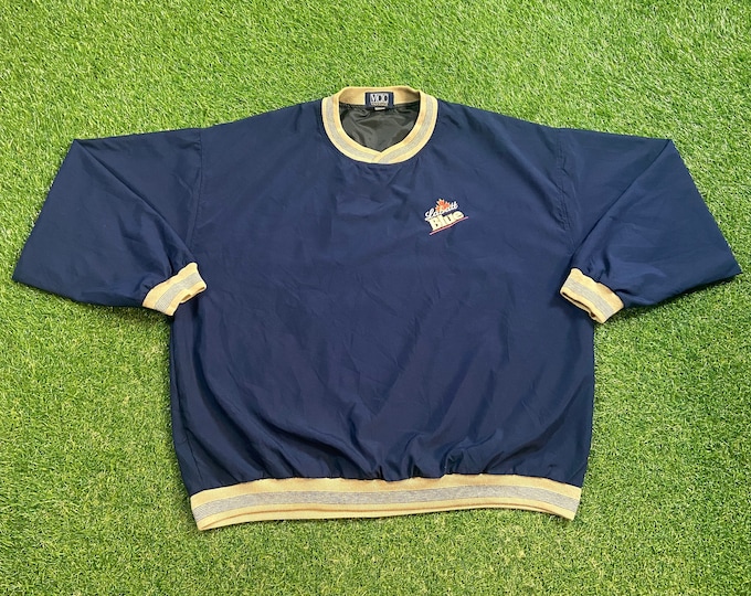 Vintage Labatt Blue Windbreaker Pull Jacket Made USA Size Large L Canadian Barley Beer Brew Alcohol Light Rain Coat 1990s 90s