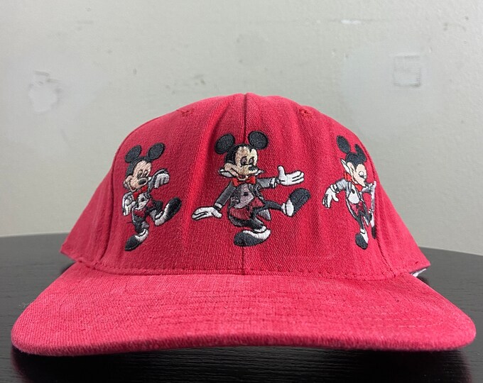 Vintage Mickey Mouse Snapback Hat Cap Made USA OSFA Made USA Walt Disney World Magic Kingdom Disneyland 1990s 90s