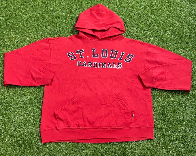 Vintage St Louis Cardinals Hoodie Sweatshirt Size Large L MLB Baseball Missouri Cards Red 1990s 90s Pull Over Oversized