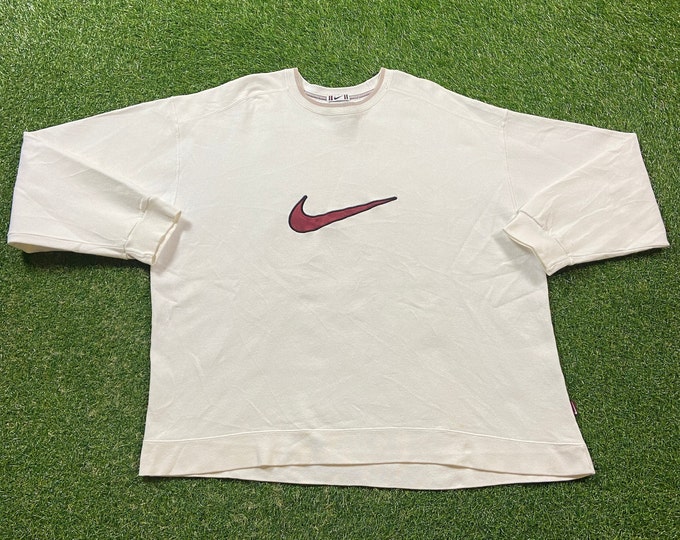 Vintage Nike Crewneck Sweatshirt Made USA Size Xtra Large XL Swoosh Just Do It Classic Air Jordan 1990s 90s Original Pull Over Oversized