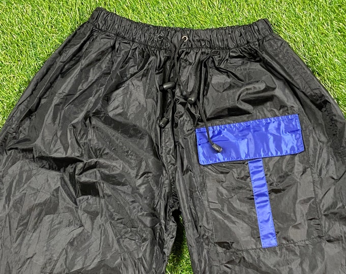 Vintage Plain Black Windbreaker Pants Size Medium M Jogger Athletic Wear 1980s 80s