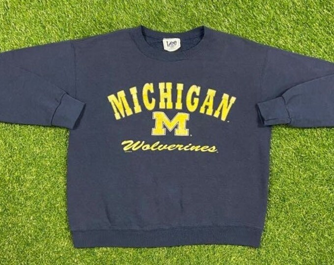 Vintage University of Michigan Wolverines Crewneck Sweatshirt Lee Sport Made USA Size Medium M NCAA College Football Detroit Big House 90s