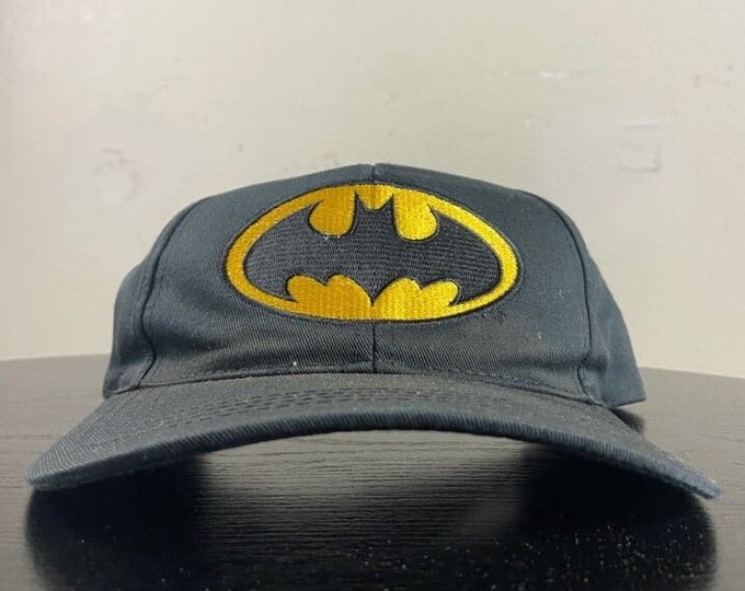 Vintage Batman Snapback Hat Size Small / Medium Tim Burton Superhero Movie Joker Dark Knight DC 1990s 90s
