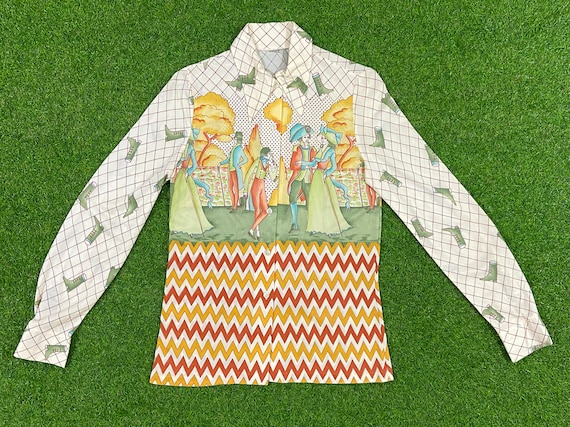 Vintage Wacky Hippie INT Ladies Garment Workers Union ButtonDown Shirt Size Small Dress Shirt 1970s 70s Original Classic Rare Made USA