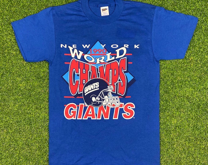 Vintage New York Giants NFL Football Medium Trench T Shirt Tee Super Bowl Champs 90s G Men Ny 1990s