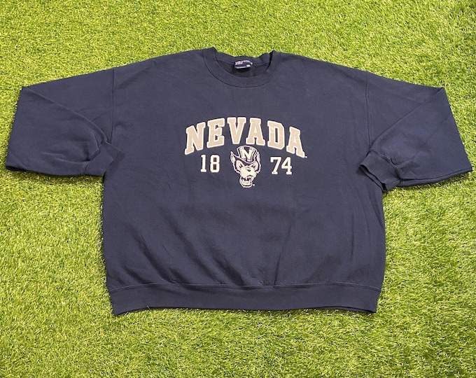 Vintage University of Nevada Crewneck Sweatshirt Size XXL 2XL Wolf Pack Reno NCAA College Football Pull Over Oversized 1990s 90s