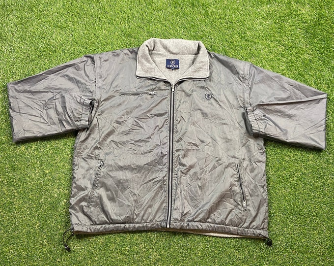 Vintage Izod Reversible Windbreaker Zip Up Jacket Size XXL 2XL Light Rain Jacket Classic Vest