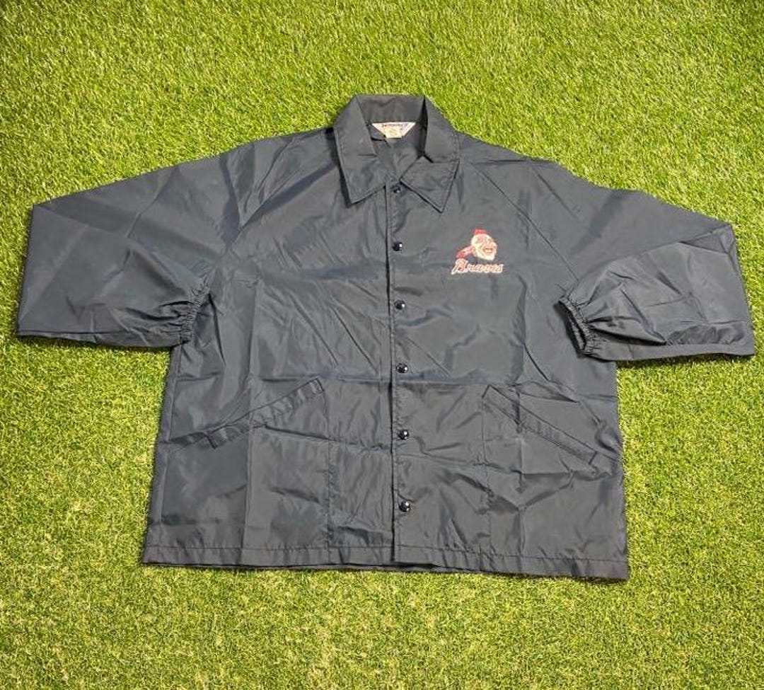 Vintage Atlanta Braves Windbreaker Jacket Made Usa Size Xtra Large