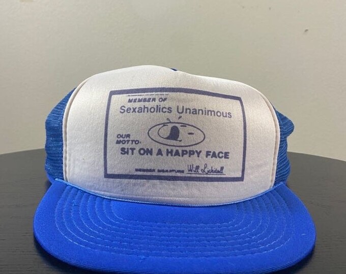 Vintage Sexaholics Unanimous Snapback Hat OSFA Funny Saying Comical Cap 1980s 80s Trucker Hat