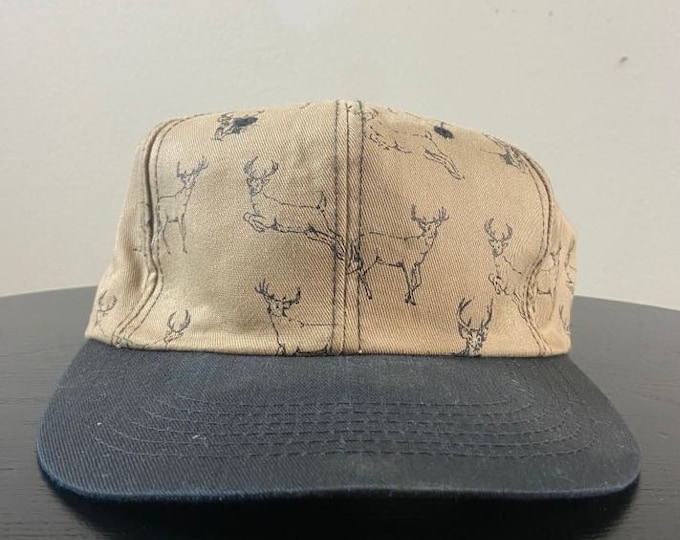 Vintage Deer Snapback Hat Outdoor Cap Co Made USA OSFA Hunting Nature Trucker Hat 1990s 90s