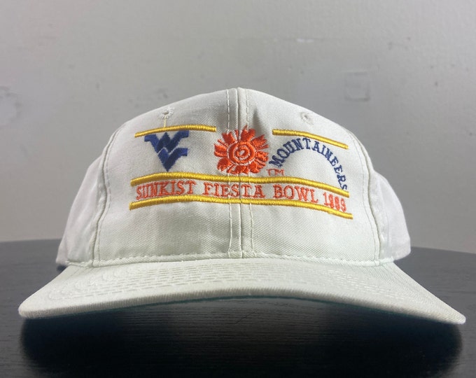 Vintage University of West Virginia Snapback Hat The Game OSFA 1989 Fiesta Bowl Mountaineers WVU Ncaa College Football 1980s 80s Glued Tag
