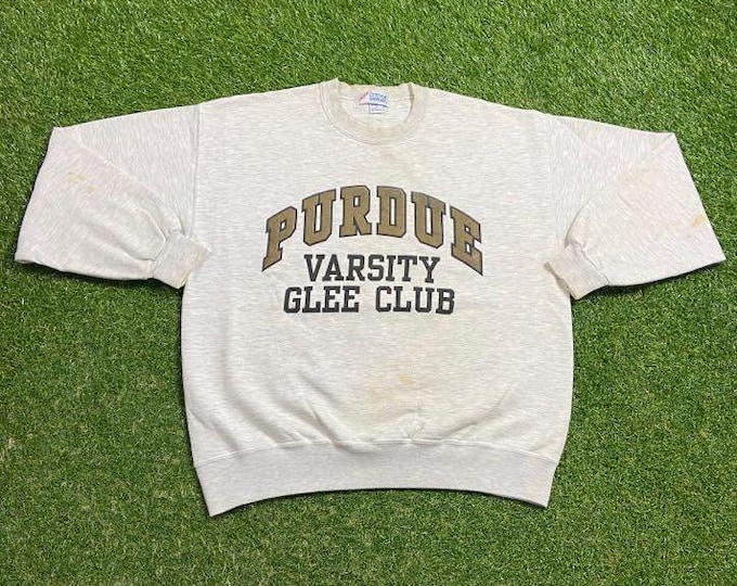 Vintage Purdue University Boilermakers Varsity Glee Club Crewneck Sweatshirt Made USA Size Large L NCAA College Basketball Indiana Pull Over