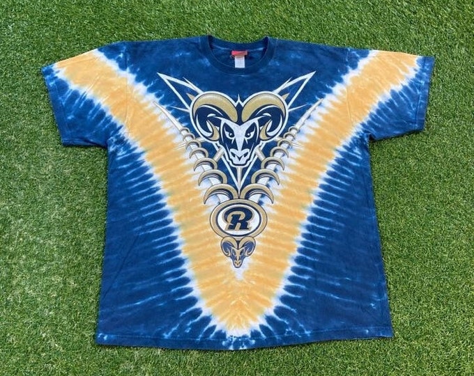 Vintage St Louis Rams T Shirt Tee Size Xtra Large XL NFL Football Missouri Los Angeles 1990s 90s Tie Dye Los Angeles All Over