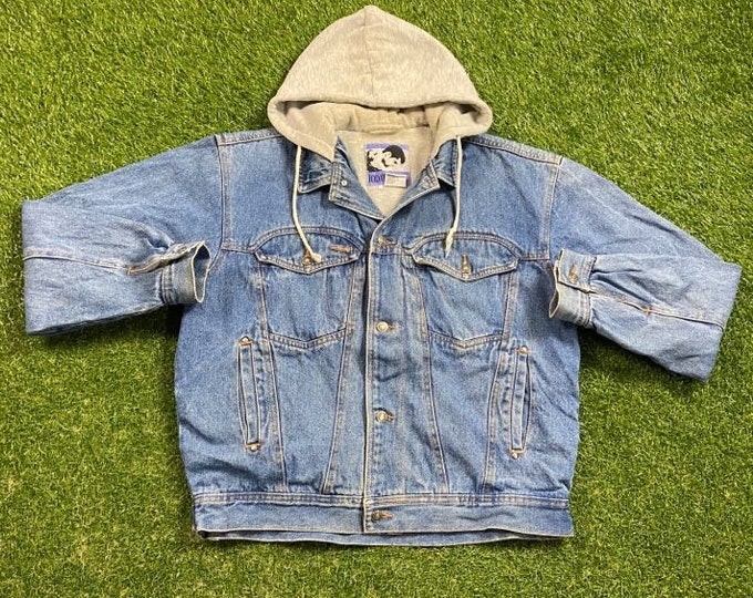 Vintage Blue Jean Jacket Todays News Size Small S American USA Classic Blue Jean Jacket Button Down 1990s 90s