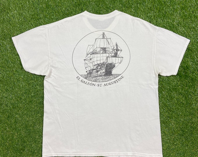 Vintage El Galeon St Augustine San Pelayo T Shirt Tee Size Xtra Large XL 1990s 90s Explorer