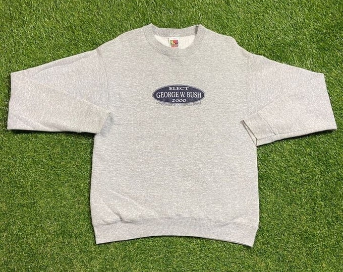Vintage Elect George W Bush 2000 Crewneck Sweatshirt Size Medium M Inauguration Former USA President Presidential Election 00s Pull Over