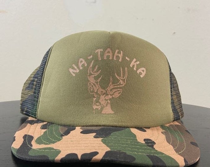 Vintage Nah-Tah-Ka Snapback Hat OSFA Deer Hunting Camo Trucker Hat 1980s 80s