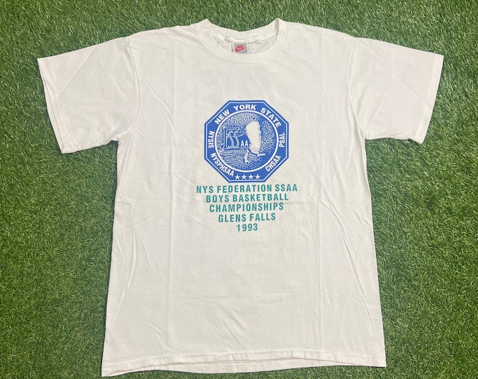 Vintage NYS Federation SSAA Boys Basketball Championship T Shirt Tee Nike Made Usa Size Large L NBA Basketball Just Do It Classic Air Jordan