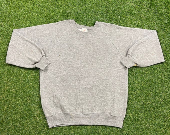 Vintage Plain Gray Crewneck Sweatshirt Made USA Size Xtra Large XL Quality 1990's Oversized Comfy Great Fit Original 90s Pull Over Tri Blend