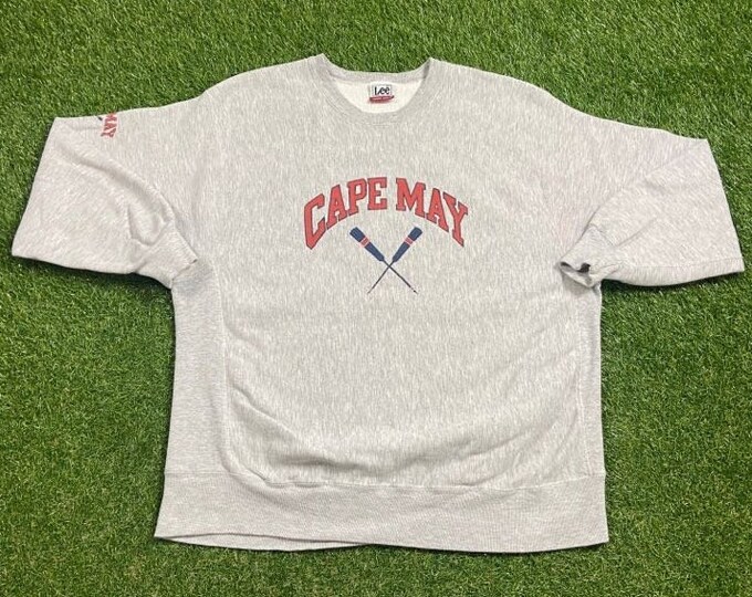 Vintage Cape May Crewneck Sweatshirt Lee Made USA Size XXL 2X New Jersey Peninsula Atlantic Ocean 1990s 90s Pull Over Oversized