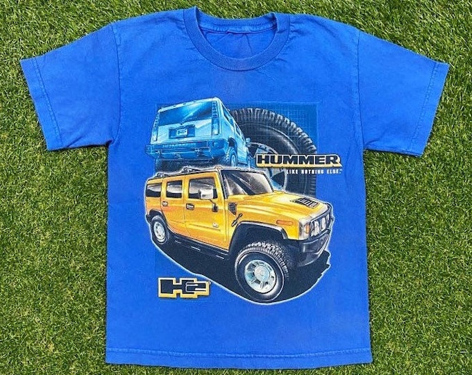 Vintage Yellow Hummer H2 T Shirt Tee Size Xtra Small XS Classic Car Streetwear Youth Children Kids Y2K