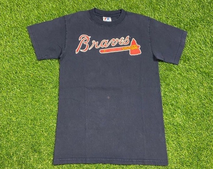 Vintage Atlanta Braves Jeff Francoeur T Shirt Tee Majestic Size Medium M MLB Baseball ATL Georgia Hank Aaron 1990s 90s