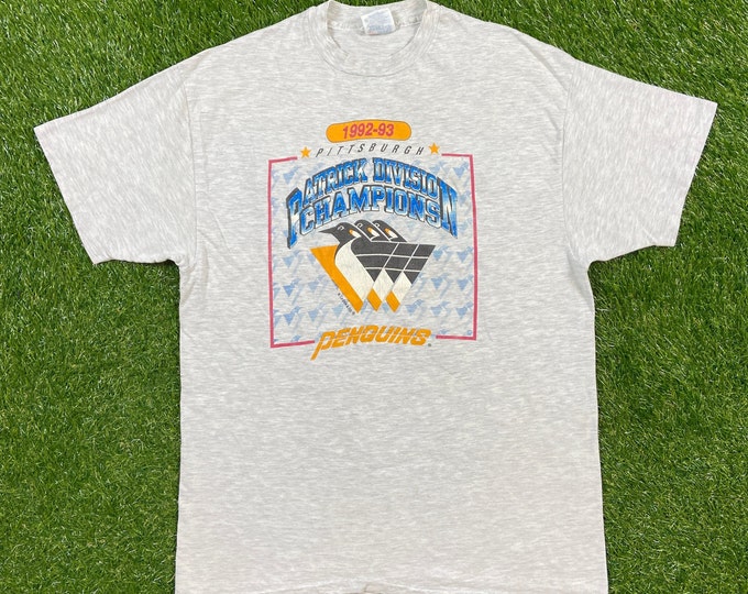 Vintage Pittsburgh Penguins T Shirt Tee Hanes Made USA Size Xtra Large XL NHL Hockey Sidney Crosby Pennsylvania 1990s 90s