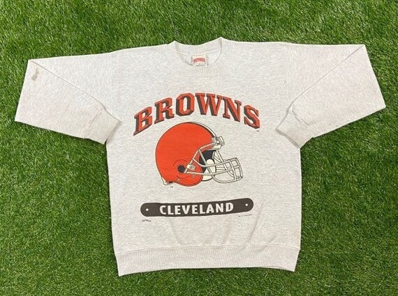 Vintage 1980s Cleveland Browns helmet logo short sleeve polo--tan--size Large