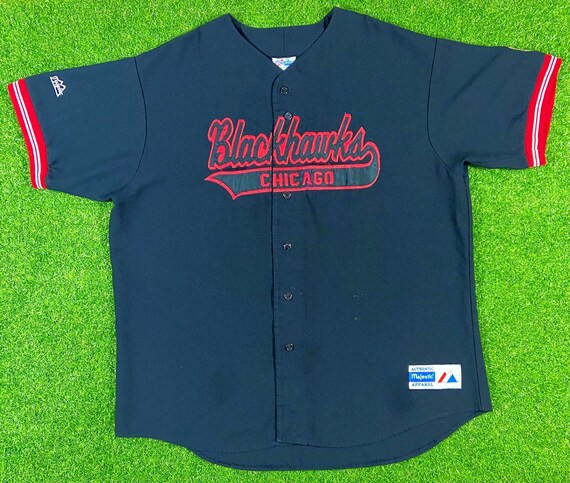 Vintage Chicago Black Hawks Baseball Jersey Shirt