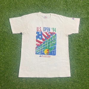 Vintage Tennis US Open 94 T Shirt Tee Made USA Size Medium M New York 1994 Serena Williams Andre Agassi Tennis 1990s 90s
