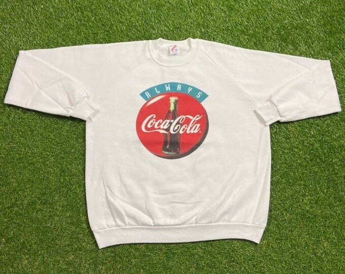 Vintage Rare Coca Cola Coke Crewneck Sweatshirt Made USA Size Xtra Large XL Classic Cola Soda Pepsi 1990s 90s Pull Over Oversized