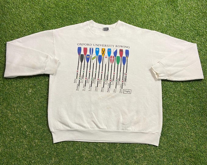 Vintage Oxford University Rowing Crewneck Sweatshirt Made USA Size Xtra Large XL University of Oxford London England Euro Crew Row 1990s 90s