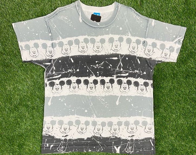 Vintage Mickey Mouse Tee T Shirt Disney Made USA Orlando FL 1990s Walt Disney World Classic 90s Magic Kingdom Size XXL 2XL All Over Print