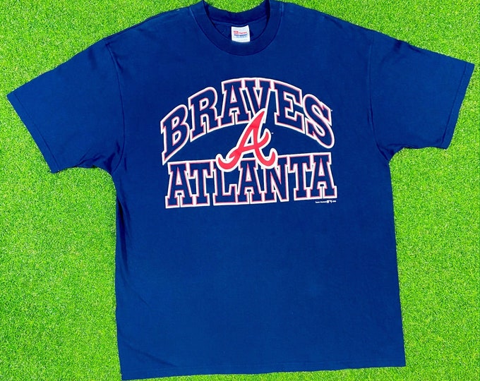 Vintage Atlanta Braves National League T Shirt 1990s MLB Hanes XXL Made USA Georgia 90s Baseball Atl Tee Brand New Classic Logo 2XL